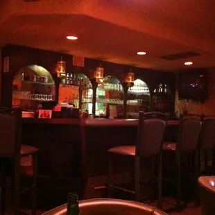a dimly lit bar