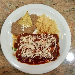 Red enchiladas plate
