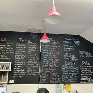 a menu on a chalkboard