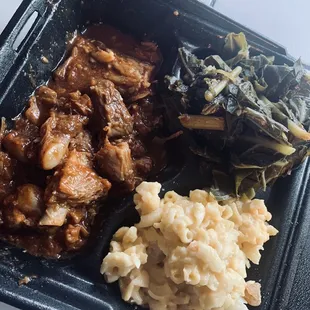 Rib tips, Mac and cheese and greens!