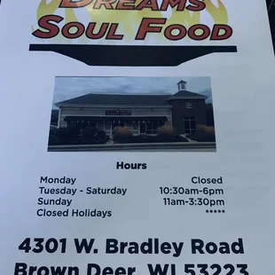 a menu for a restaurant