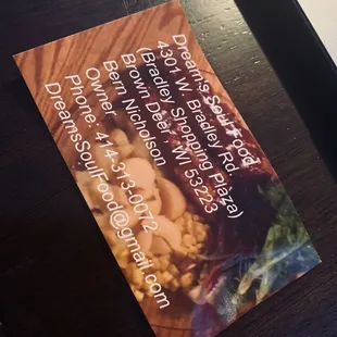 a menu on a table
