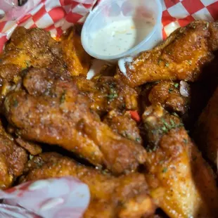 12 Piece Fried Chicken Wings with Seasoned Fries