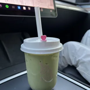 Matcha milk tea with pearl boba