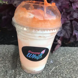 Orange soda and vanilla ice cream float