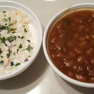 Coleslaw and Baked Beans