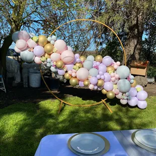 double stuffed paired with our circle backdrop stand