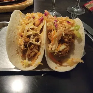 Fried oyster tacos. Perfect.