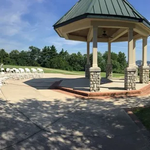 Back side of the pavilion with the gazebo set up for a wedding
