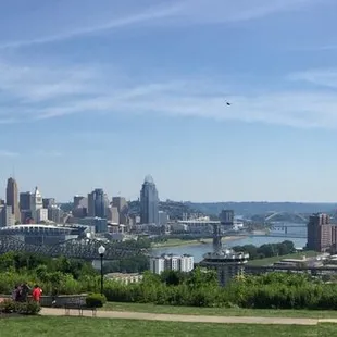 Panoramic view of Cincinnati, OH, the Ohio River, and Convington, KY