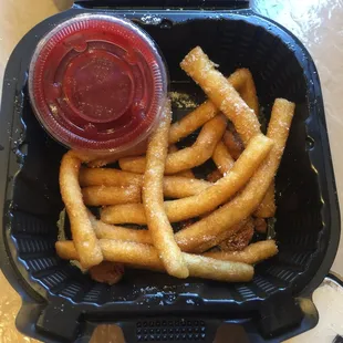 Funnel fries. WHERES MY POWDERED SUGAR!?? *sigh*
