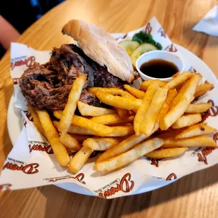 Roast beef sandwich and fries