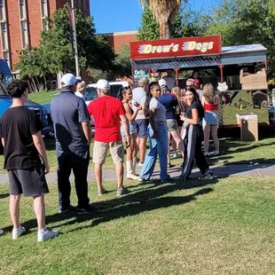 Always a line.  I had a plain dog, delicious.