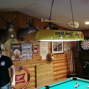 Pool and deer heads