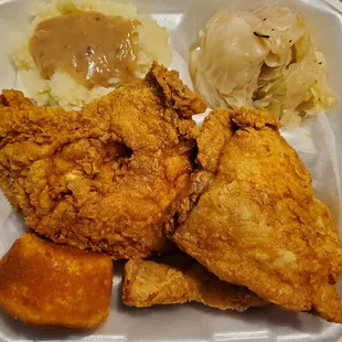 fried chicken and mashed potatoes