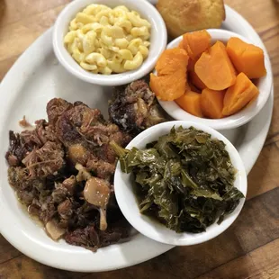 Friday's Special: Oxtails with Greens, Candied Yams and Mac n Cheese
