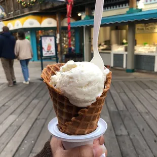 a cone of ice cream