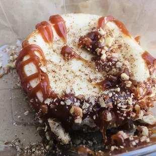 cheesecake with a little topping slippage