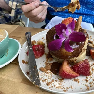 Biscoff pancake stack and cappuccino