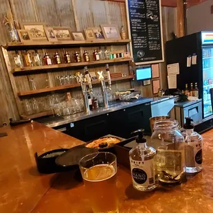 a bar with beer and liquor