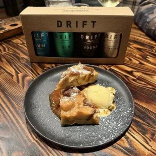 Banana Pudding w ice cream and some Drift gifts.