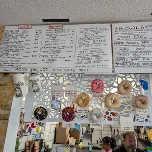 Donut selection/display at Old Abe's Coffee