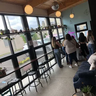 Inside seating along window