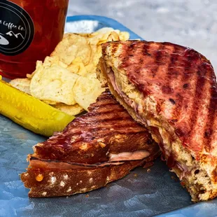 Sandwich special of the day - Monte Cristo served with chips and a pickle