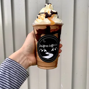 Caramel and chocolate espresso milkshake