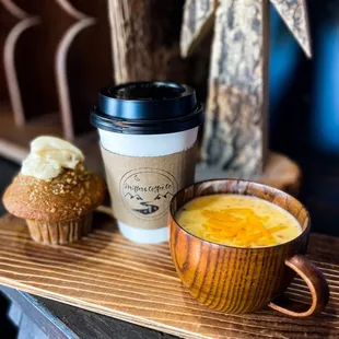 Soup and a delicious pumpkin muffin