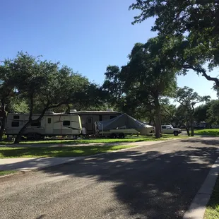 Some of the spacious slots, all of the spots are shaded and the trees are all trimmed so that nearly any RV size will clear them.