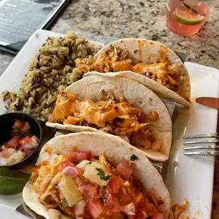 Shrimp tacos! Delicious, sweet and spicy