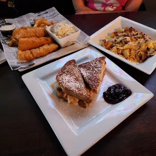 Monte Cristo,  Breakfast Bowl, Fish and Chips.