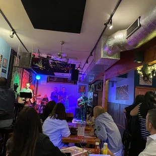 a band playing on stage