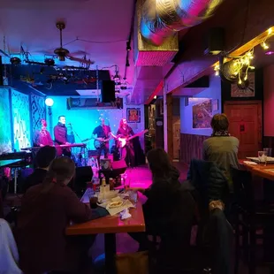 a band playing on stage