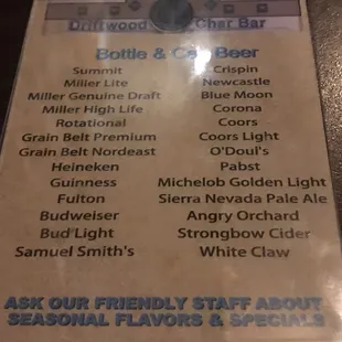 menu