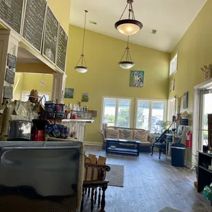 View of inside of shop - clean, inviting, beachy - nice respite from the summer heat!