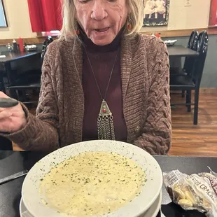 Huge chunks of crab in the bisque.