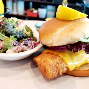 a burger and a side salad