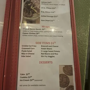 Finally a menu.