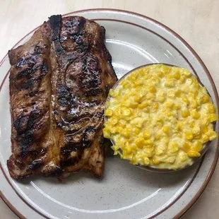 grilled steak and macaroni and cheese