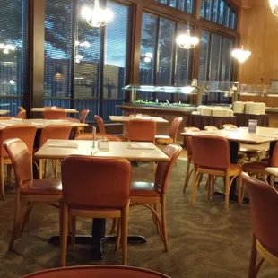 tables and chairs in a restaurant