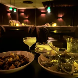 two plates of food on a table