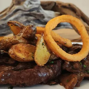 -12 oz Prime Top Sirloin  -Wild mushroom Ragout -Roasted herb fingerling potato