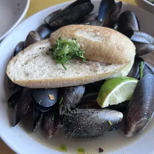 Ginger miso mussels.