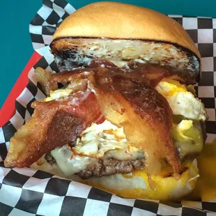 Breakfast Burger!!! Now I can wake up at noon and not miss out on eggs and bacon!!!