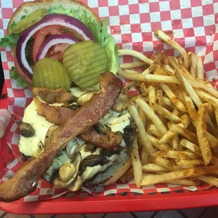 Bacon, Mushroom Swiss Burger!!! Wow!!!