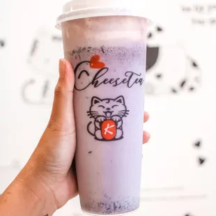 Messy Blueberry Milk with cheese foam
