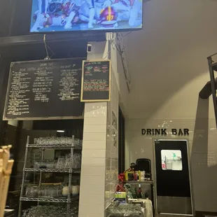 TV&apos;s and drink menu posted