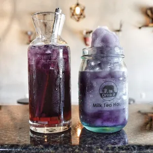 Taro slush and taro ice tea